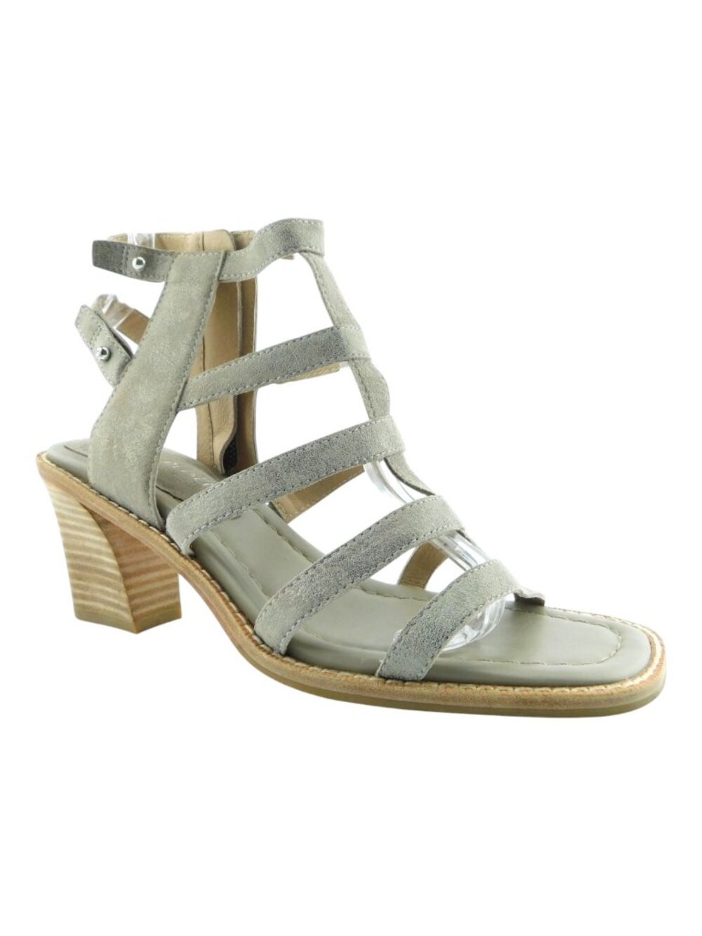 DONALD PLINER Shimmer Metallic Silver Leather Gladiator Block Heel Sandals 8